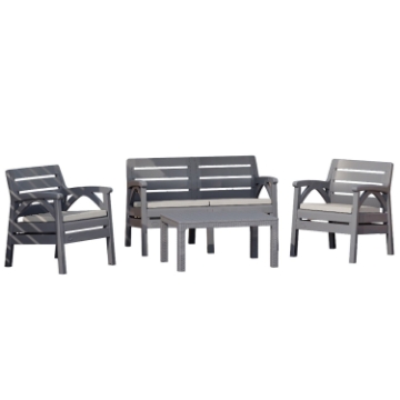 Chomik Комплект садовой мебели цвета антрацит «Santana» (2 кресла, скамейка на 2 человека), KAS0868/3 - Home Club