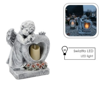 Chomik Фигурка ангела с сердцем и свечой Led, 23,5 x 13,5 x 28,5 см, DED8752 - Home Club