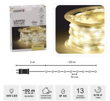 Chomik Светодиодные лампы Micro на катушке 500L теплый белый, длина 3 + 50 м, LED0115 - Home Club