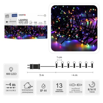 Chomik Светодиодные лампы Cluster 400L Многоцветные, Длина 3 + 4 М Внутренние/Внешние, LED8165 - Home Club