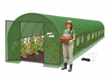 Garden Line 10-сегментний садовий тунель із плівки, зелений, 10 x 5 x 2 м, з дверима на петлях, TUN5108 - Home Club