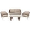 Chomik Набір алюмінієвих меблів (диван + 2 крісла + столик) бежевий + бежеві подушки, ATO0418 - Home Club, зображення 3