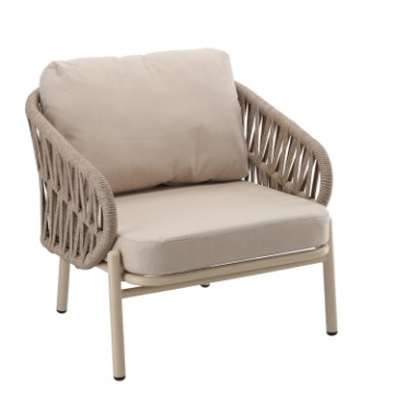 Chomik Комплект алюминиевой мебели (диван + 2 кресла + столик) бежевого цвета + бежевые подушки, ATO0418 - Home Club