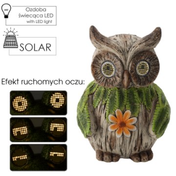 Chomik Садовая Фигура - Сова С Светящимися Глазами 22 x 20,5 x 33 См Led, GOT7256 - Home Club