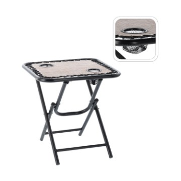 Garden Line Складной туристический стол 50 x 50 x 50 см с подставками для напитков, коричневый, LEZ2746 - Home Club