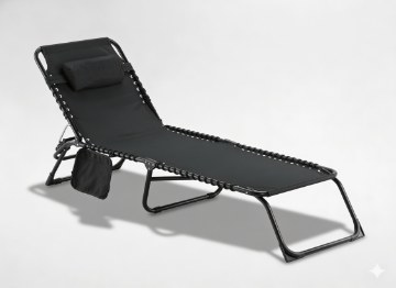 Garden Line Шезлонг / Складная Садовая Кресло 190 x 58 x 30 см С Карманом, Черный, LEZ2777 - Home Club