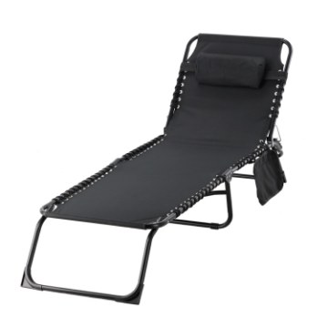 Garden Line Лежак / Складне Садове Ліжко 190 x 58 x 30 См З Кишенею Чорний, LEZ2777 - Home Club