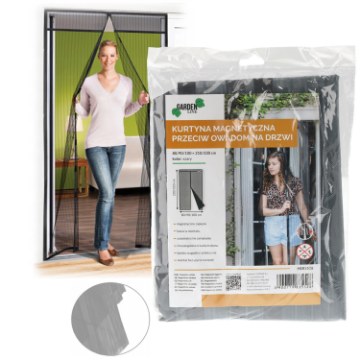 Garden Line Магнитная завеса от насекомых для дверей 80/90/100 x 210/220 см, серая, HEB5528 - Home Club