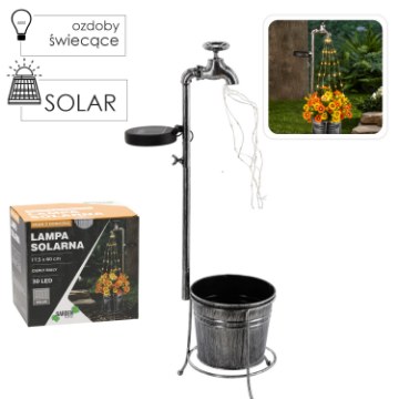 Garden Line Солярна Лампа 17,5 x 60 См Кран З Горщиком 30 Led Тепло-Білий, SOL6186 - Home Club