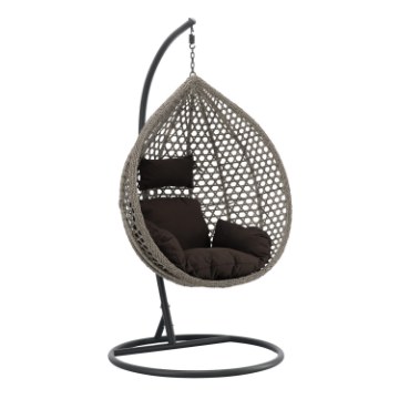 Chomik Висячее Кресло Серебряного Цвета, Подушка - Серебряная, Рама - Темно-Серебряная 107 x 68 x 120 См, FAT4811 - Home Club