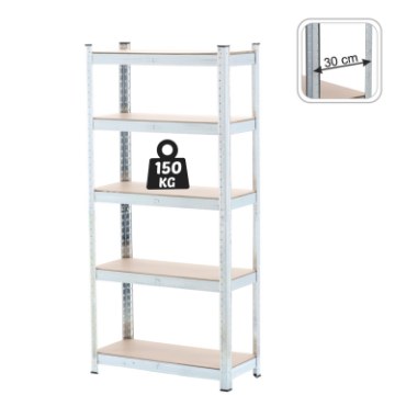 Chomik 5-Уровенная Стеллажная Система 150 x 70 x 30 См Грузоподъемность Полки: 150 Кг, GWI7378 - Home Club