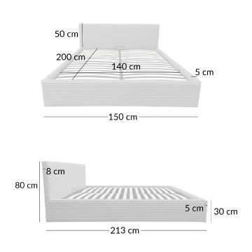 Kontrasto Lt100 Кровать Cordo 140x2x80, серая, Meb000375 - Home Club
