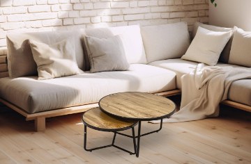 Kontrasto Круглый журнальный столик, 2 шт., дуб Sk114D, 70x47/50x39 см, 6.06.14683 - Home Club