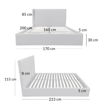 Kontrasto Lt100 Кровать Cordo 160x2x115, серая, Meb000384 - Home Club
