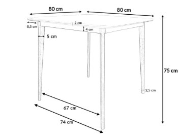 Kontrasto Скандинавский обеденный стол белого цвета (белая рама) Emma 80x80x75, 6.06.01102 - Home Club
