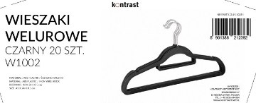 Kontrasto W1002 Велюровые вешалки, 20 шт., чёрные, Kkk, 4.06.212382 - Home Club