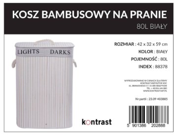 Kontrasto Бамбуковая корзина для белья, 80 л, белого цвета, 1.40.202888 - Home Club