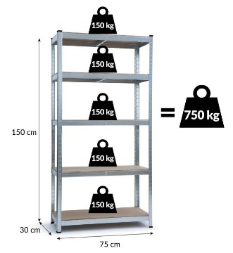 Kontrasto Hd4000 Металлическая стеллаж 150x75x30 см, черный, 6.02.27684 - Home Club