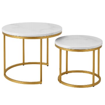 Kontrasto Круглый журнальный столик «Мрамор», 2 шт., диаметр 53x45/43x35, Sk110, 5.90.26036 - Home Club