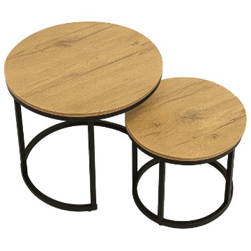 Kontrasto Круглый журнальный столик «Дуб», 2 шт., Sk102D, диаметр 53x45/диаметр 43x35, 6.06.28142 - Home Club