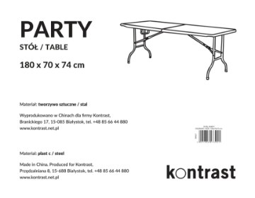 Kontrasto Белый складной стол для кейтеринга Party 180x70x74, 5.04.27390 - Home Club