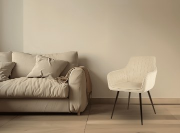 Kontrasto Мягкое кресло с подлокотниками для столовой, бежевого цвета, модель Maria, 6.05.13594 - Home Club