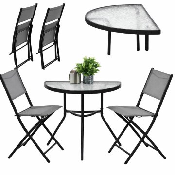 Garden Line Набор Балконной Мебели - Половина Стол + 2 Складных Стула - Серый, SAD7149 - Home Club