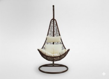 Garden Line Подвесное кресло темно-коричневого цвета, подушка кремового цвета, рама темно-коричневого цвета, половина, FAT1136 - Home Club