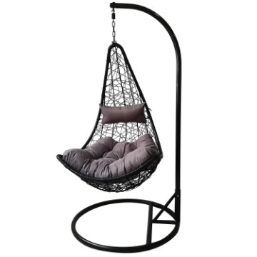 Garden Line Подвесное кресло, черное, подушка — серая, каркас — черный, половина /1151/, FAT2623 - Home Club