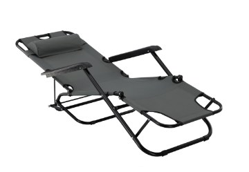 Chomik Складаний садовий шезлонг з підголівником, сірий, LEZ6896 - Home Club