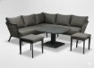 Garden Line Набор алюминиевой мебели «Таллинн» (угловой диван + 2 пуфика + столик с регулируемой высотой) серый + серые подушки, ALM8123 - Home Club