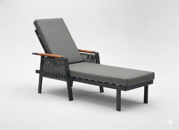 Garden Line Алюминиевый садовый шезлонг «Скопье» 200 x 70 x 32/83 см, серый, ALM8116 - Home Club