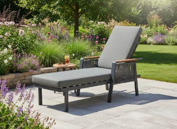 Garden Line Алюминиевый садовый шезлонг «Скопье» 200 x 70 x 32/83 см, серый, ALM8116 - Home Club