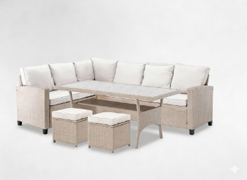 Garden Line Комплект садовой мебели «Cesme»: угловой диван + стол + 2 пуфа, ABI3517 - Home Club