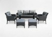 Garden Line Комплект мебели из ротанга (диван, 2 кресла, 2 пуфы, столик) - черный, подушки - серый, ABI7541 - Home Club