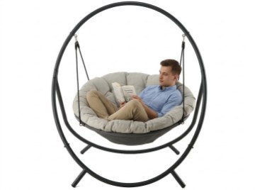 Chomik Підвісний Крісло Patio - Світло-Бежева Подушка, Сіра Рама 115,5X140X167,5 См, FAT9927 - Home Club