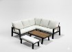 Garden Line Комплект алюмінієвих меблів «Пріштіна» (кутовий диван + лавка + столик) чорний + бежеві подушки, ALM8215 - Home Club