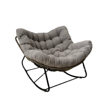 Garden Line Крісло-гойдалка «Svinga» 112 × 104 × 69 см, коричневий ротанг, сірі подушки, FAT6945 - Home Club