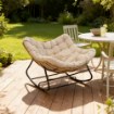 Garden Line Крісло-гойдалка «Svinga» 112 × 104 × 69 см, коричневий ротанг, сірі подушки, FAT6945 - Home Club, зображення 10