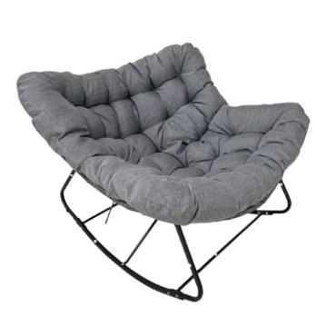 Chomik Крісло-гойдалка «Svinga» 112 × 104 × 69 см, темно-сірий ротанг, темно-сірі подушки, FAT0432 - Home Club