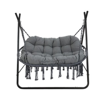 Chomik Двомісне підвісне крісло-гамак Poly — антрацитове, з антрацитовою подушкою та антрацитовою рамою, FAT0456 - Home Club