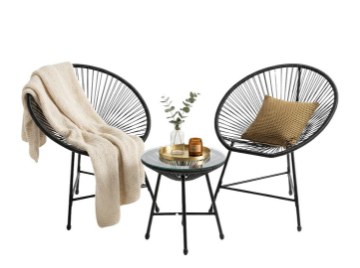 Garden Line Набор Садовой Мебели (2 Стула, Стол) - Серый, FAT3446 - Home Club