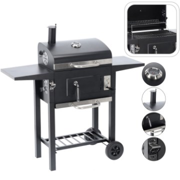 Chomik Угольный Гриль «Inferno» С Крышкой, Чугунной Решеткой И Колесами 109 x 46 x 106,5 См, BBQ5214 - Home Club