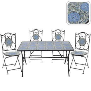 Chomik Комплект металевих садових меблів «Мозаїка» «Океанос»: стіл + 4 стільці, GOM4133 - Home Club