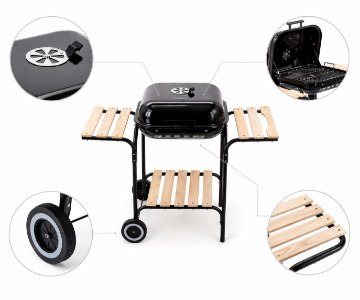 BBQ Meeting Американский Углевый Гриль С Боковыми Полками И Колесами 97,5 x 49 x 82,5 См, BBQ0155 - Home Club