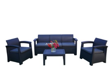 Garden Line Набор садовой мебели - антрацит (2 кресла, столик, большая софа), ZUM4233 - Home Club