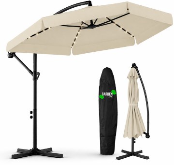 Garden Line Садовый Зонт 3 М Бежевый «Banana» С Чехлом И Светодиодами, GAO1503 - Home Club