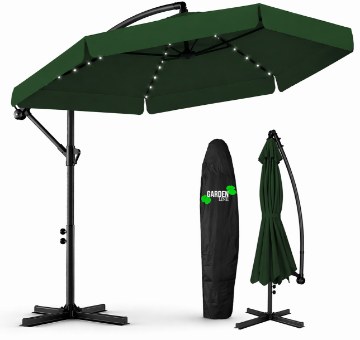 Garden Line Садовый Зонт 3 М Зеленый «Banana» С Чехлом И Светодиодами, GAO1510 - Home Club