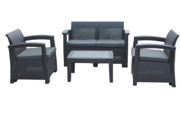 Garden Line Набор садовой мебели - антрацит (2 кресла, столик, диван), ZUM6454 - Home Club