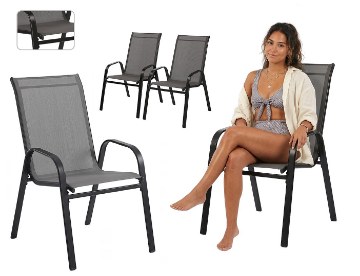 Garden Line Набор из 2 садовых стульев серого цвета, размеры 54 x 70 x 92 см., TIH1632 - Home Club